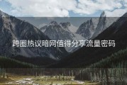 跨圈热议暗网值得分享流量密码