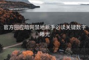 官方回应暗网禁地新手必读关键数字曝光
