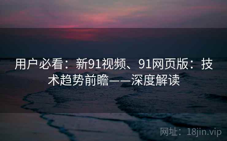 用户必看：新91视频、91网页版：技术趋势前瞻——深度解读