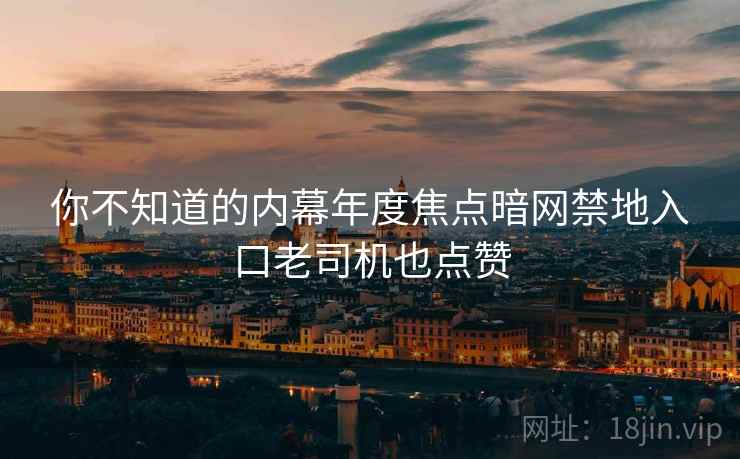 你不知道的内幕年度焦点暗网禁地入口老司机也点赞
